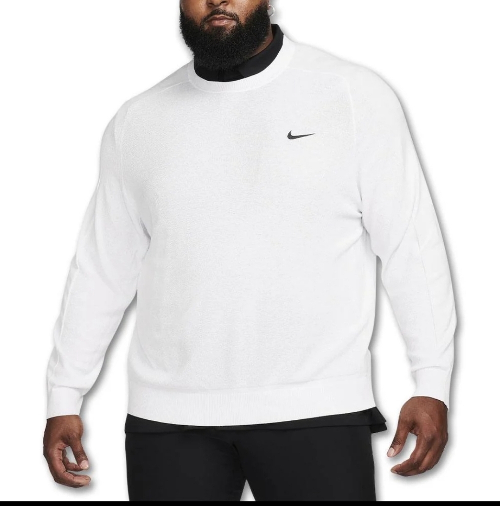 Nike Tiger Woods Knit Crew Golf Sweater White/Black - Men's XXL